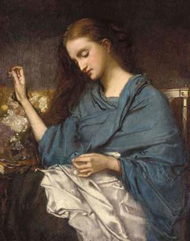 托馬斯 庫圖爾 Young Woman Sewing 托馬斯 庫圖爾 Young Woman Sewing